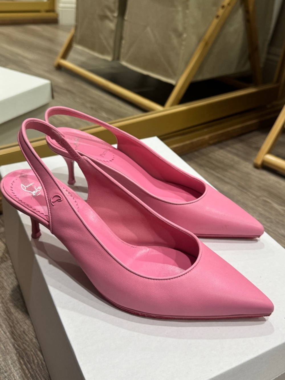 Christian Louboutin pink slingback heel 37